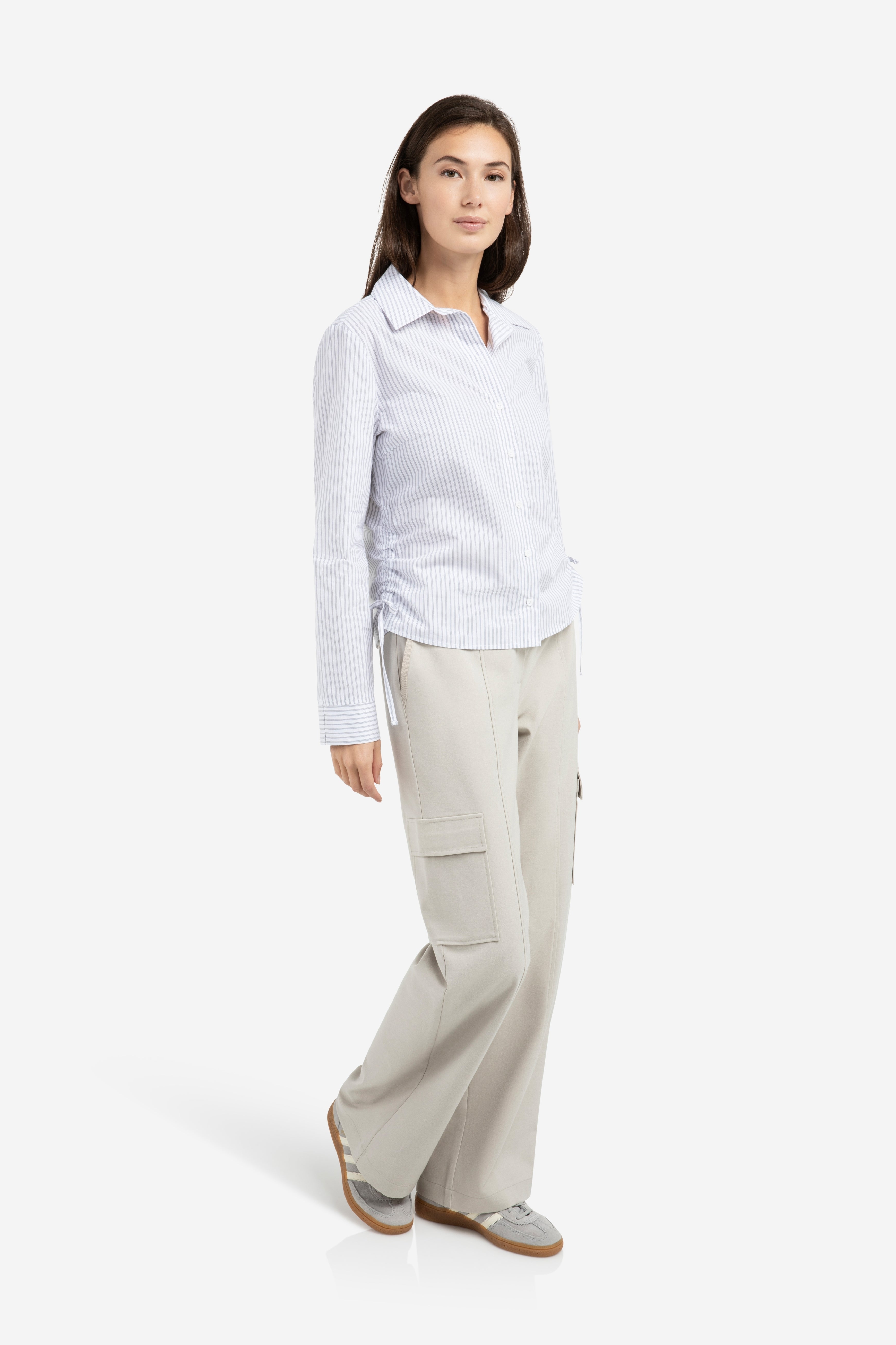 yaya-bluse-mit-kordelzug-iron-grey-gestreift-38-blaugrau image 3