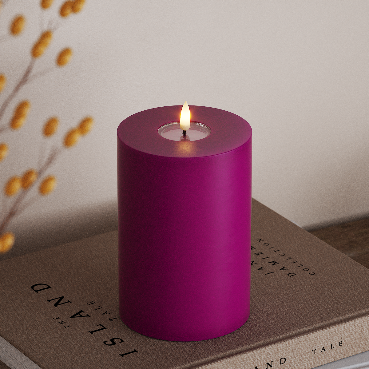 deluxe-homeart-blockkerzen-led-blockkerze-10x15cm-violett-wachs image 2