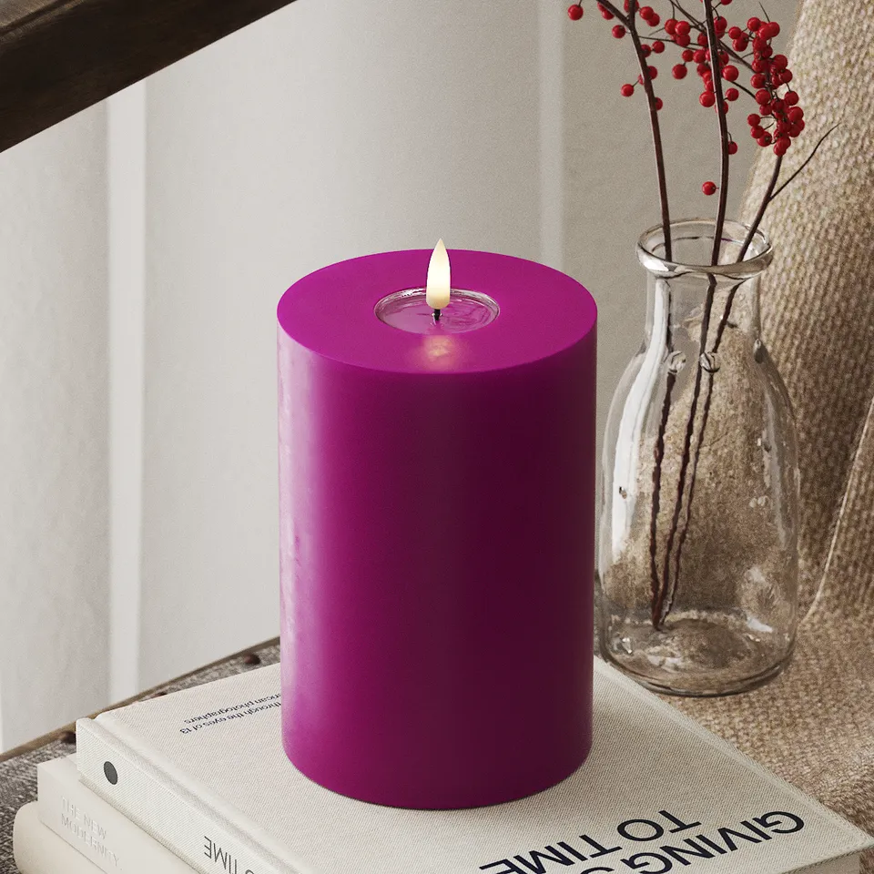 deluxe-homeart-blockkerzen-led-blockkerze-10x15cm-violett-wachs image 1