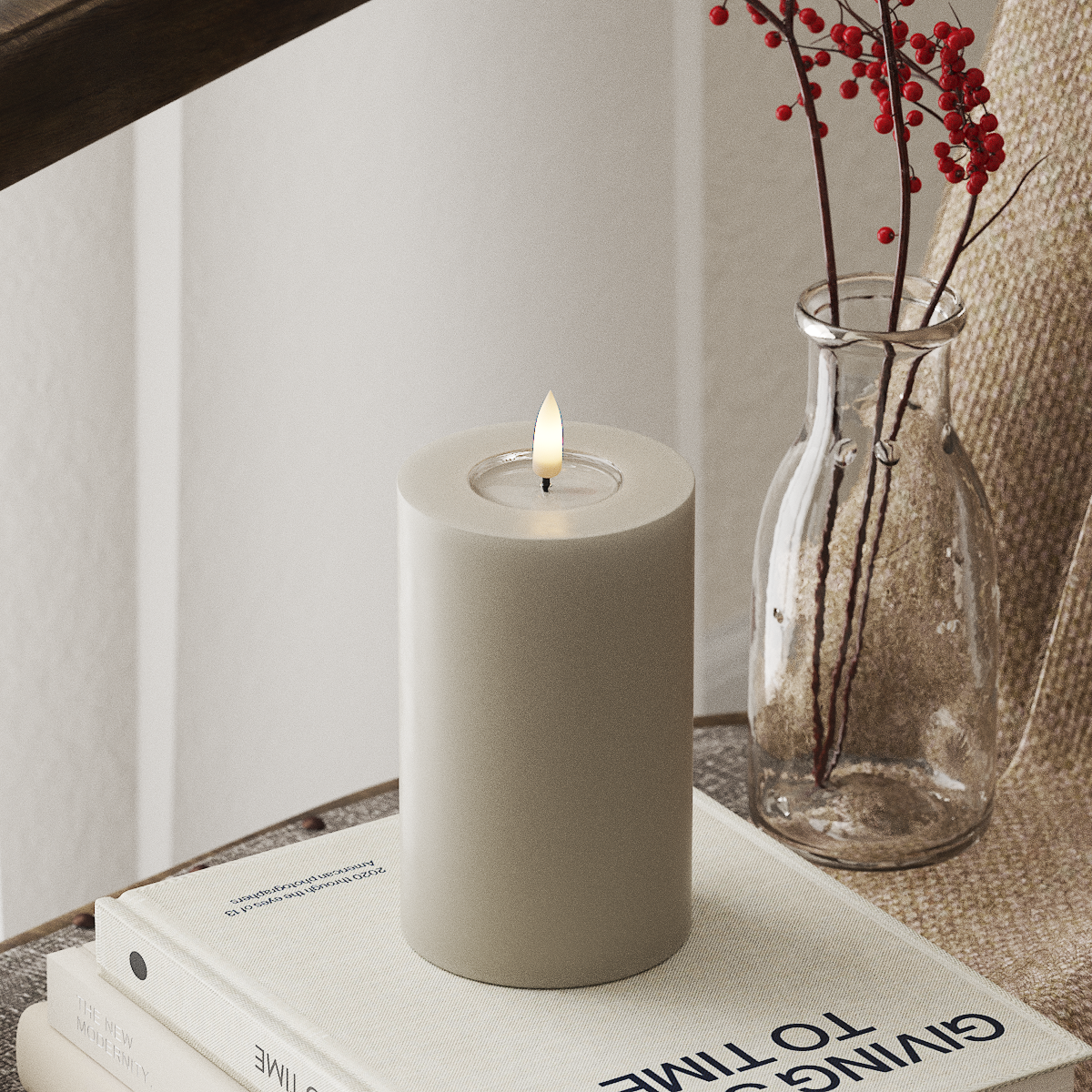 deluxe-homeart-blockkerzen-led-kerze-7-5x12-5-cm-sand-real-flame image 1