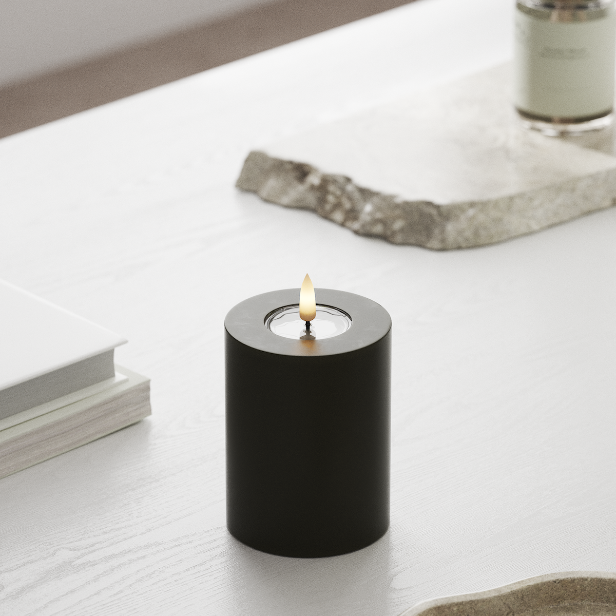 deluxe-homeart-blockkerzen-led-kerze-7-5x10cm-dunkelgr-n-flame image 3