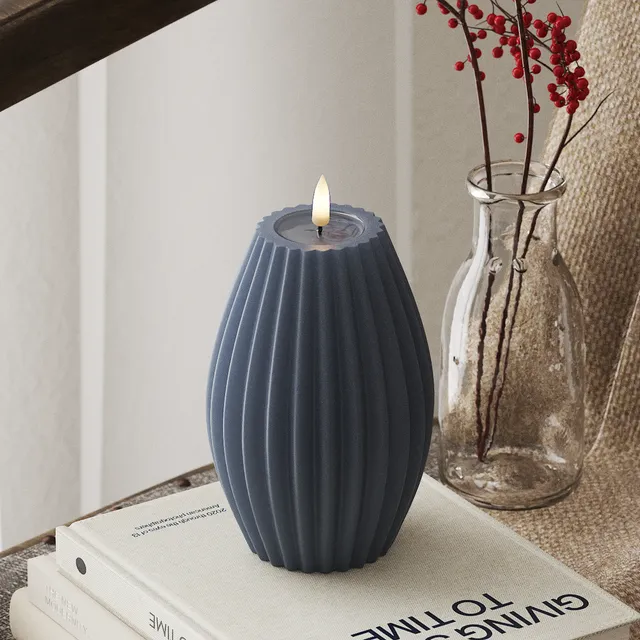 deluxe-homeart-rillenkerzen-led-rillenkerze-d10xh15cm-eisblau-wachs image 1