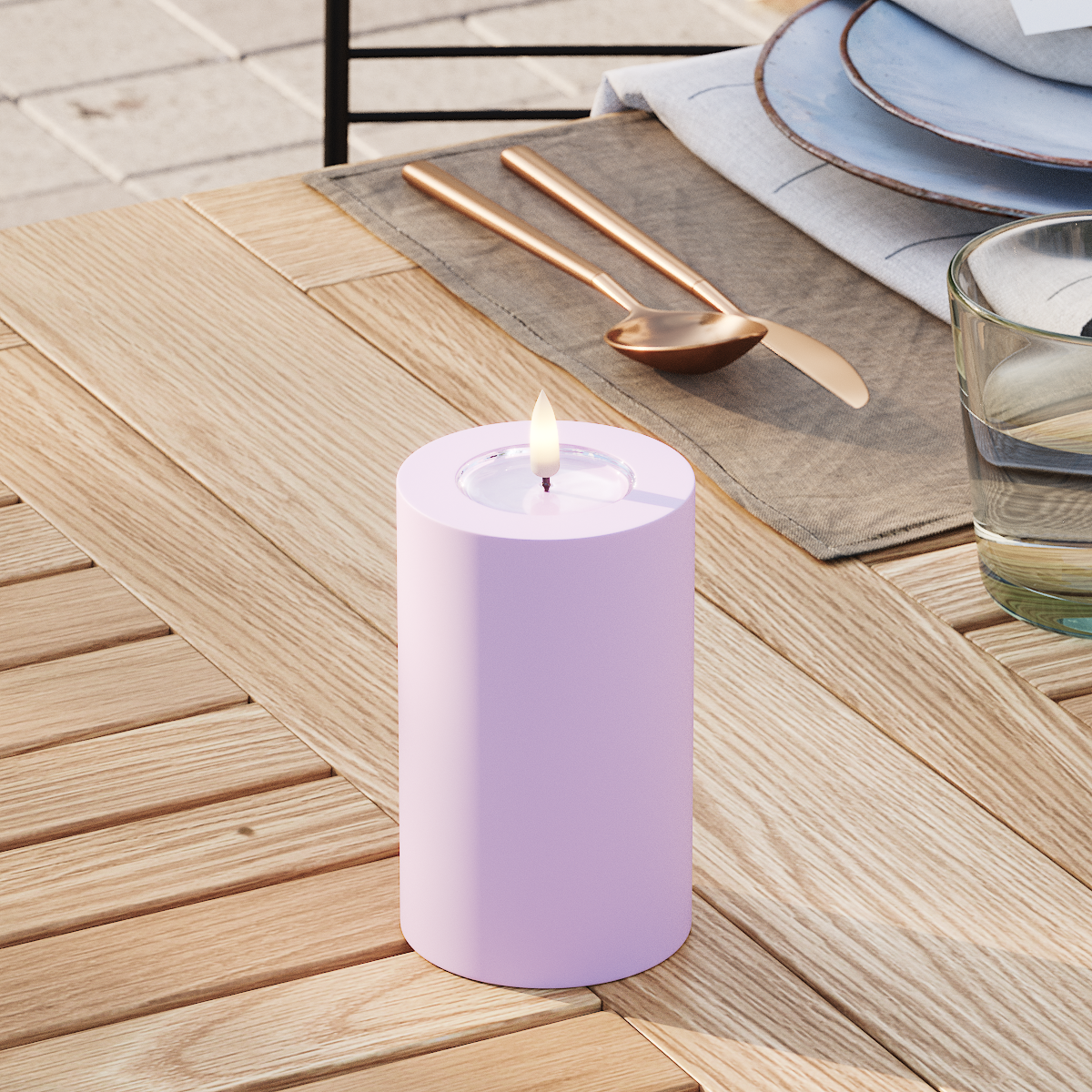 deluxe-homeart-au-enleuchten-led-blockkerze-7-5x12-5-cm-lavendel-ip44 image 3