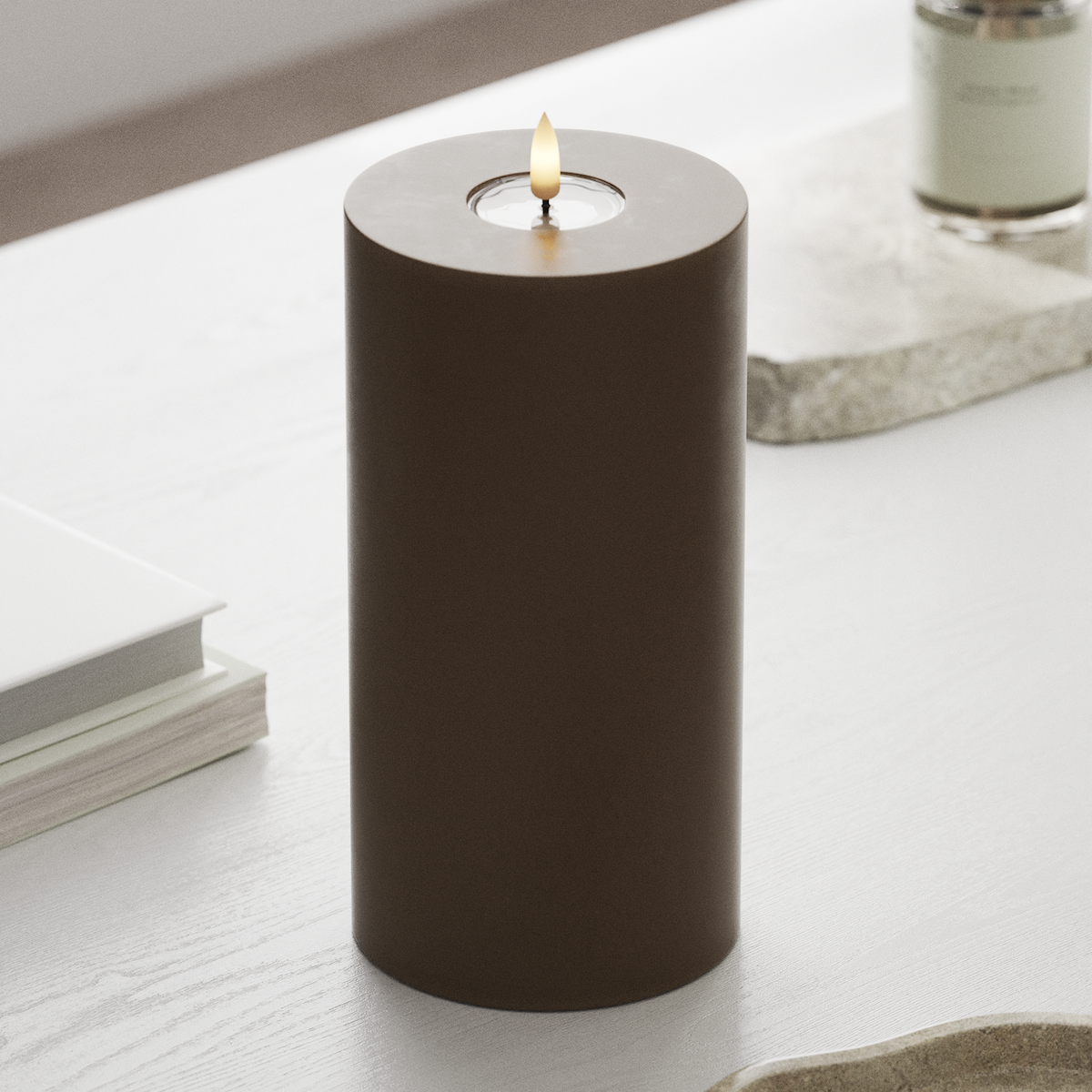 deluxe-homeart-blockkerzen-led-blockkerze-karamell-10-x-20-cm image 3
