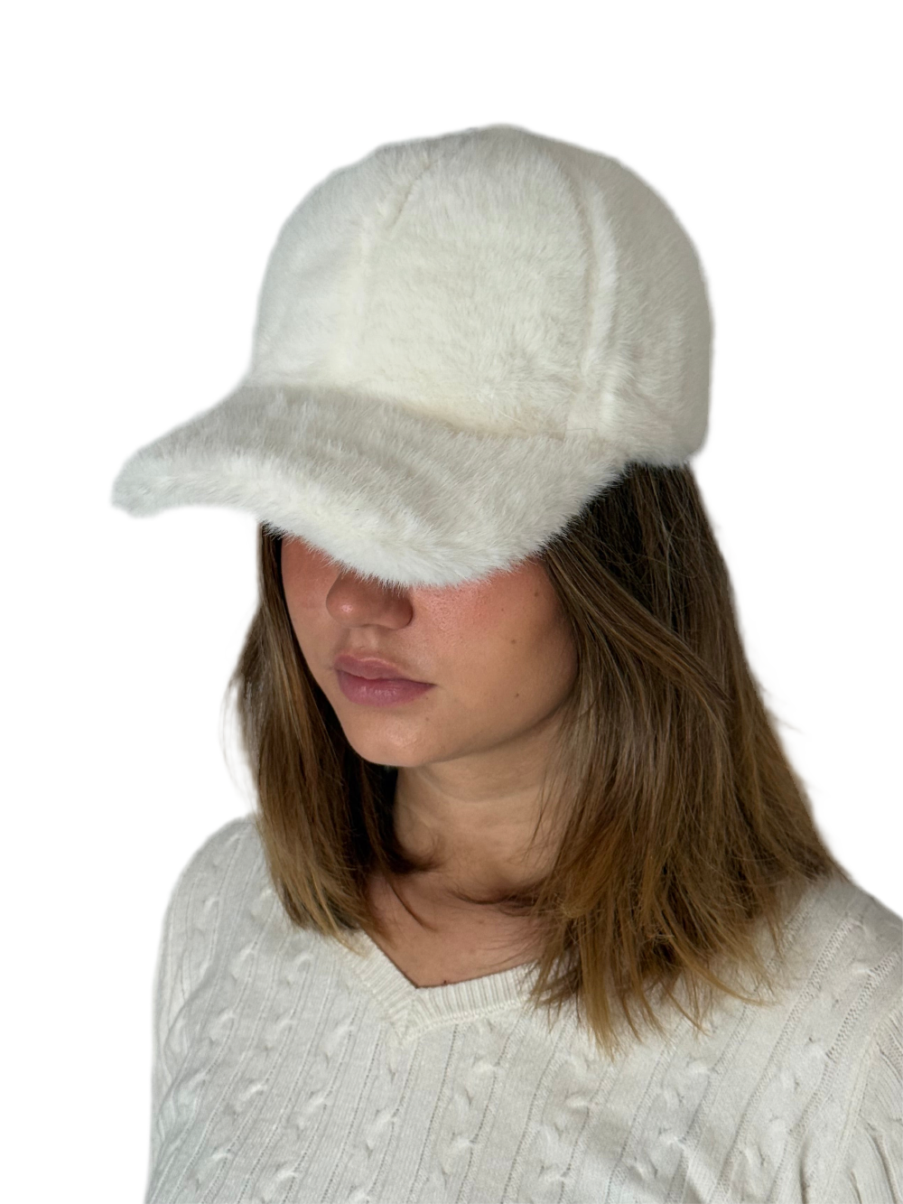 ein-st-ck-vom-gl-ck-kunstfell-baseball-cap-damen-off-white image 2
