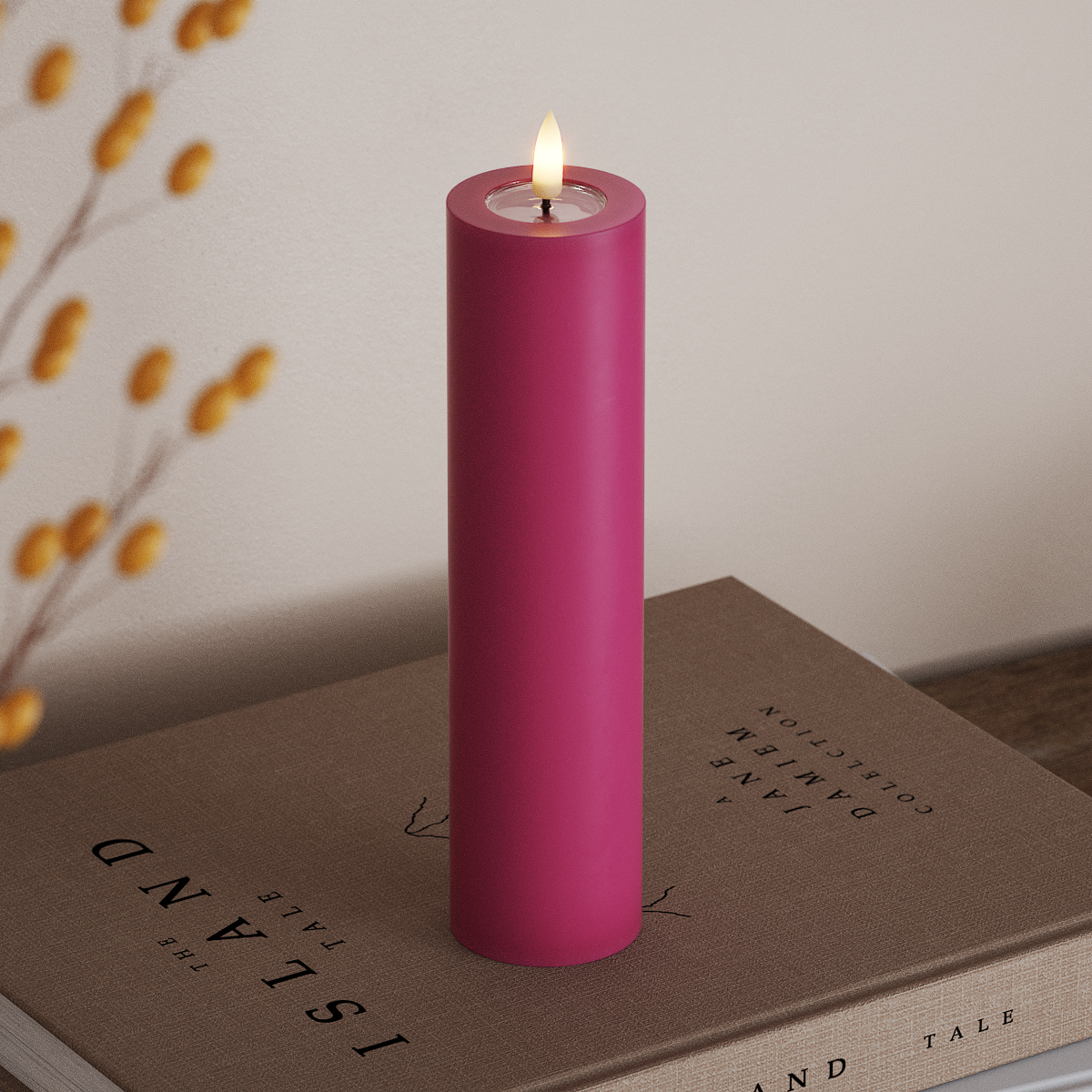 deluxe-homeart-blockkerzen-led-stumpenkerze-5x20cm-magenta image 2