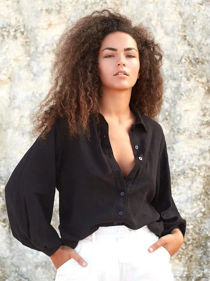 luciee-bluse-arya-baumwollbluse-schwarz-blouson-rmel image 1