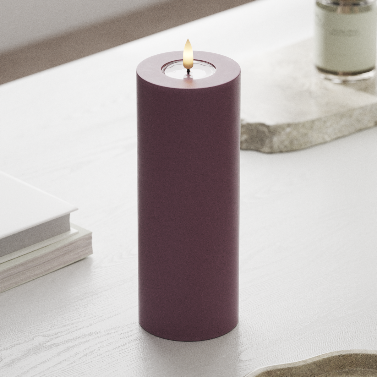 deluxe-homeart-blockkerzen-led-blockkerze-7-5x20-cm-helllila-real-flame image 3