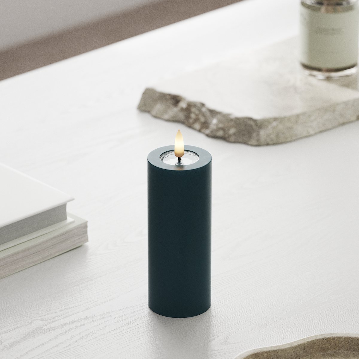 deluxe-homeart-blockkerzen-led-kerze-5x12-5-cm-petrol-real-flame image 3