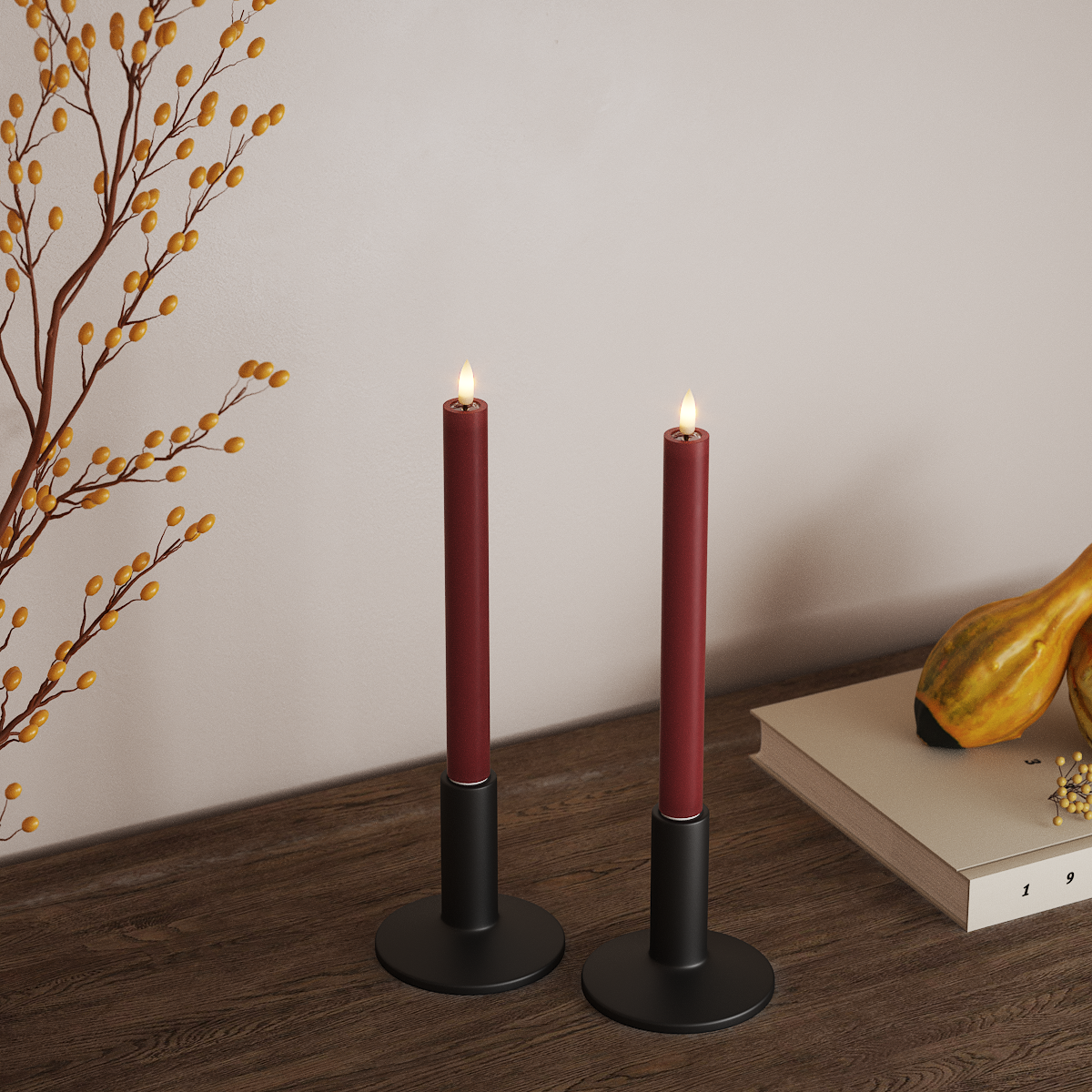 deluxe-homeart-stabkerzen-led-24-cm-bordeaux-2-st-ck image 2
