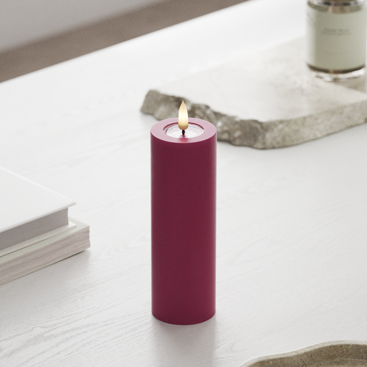 deluxe-homeart-blockkerzen-led-stumpenkerze-5x15-cm-magenta-real-flame image 3
