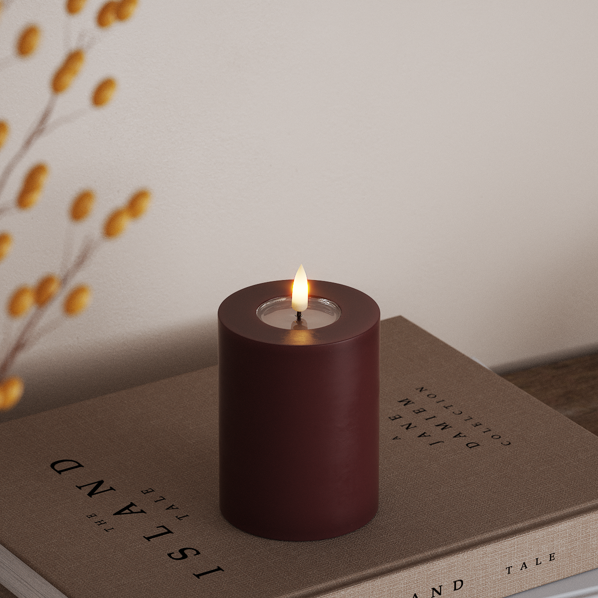 deluxe-homeart-blockkerzen-led-blockkerze-7-5x10-cm-bordeaux image 2